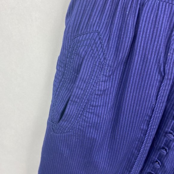 Anthropologie Maeve Navy Blue Stripe Button Front Dress Cap Sleeve Size XS - Picture 5 of 10